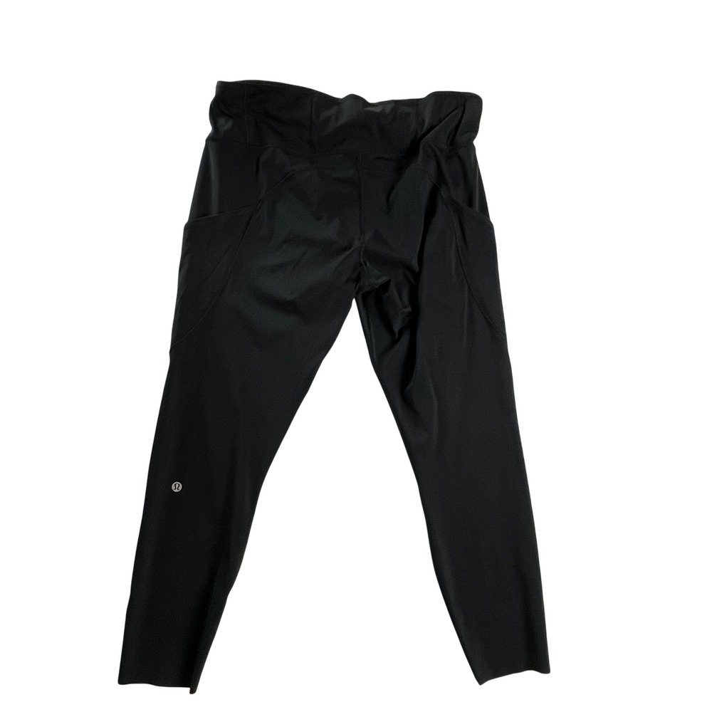 Lululemon Fast & Free Nulux High Rise 7/8 Leggings Black Pockets Womens 16 - Picture 2 of 8